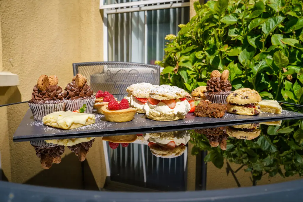 Outdoor afternoon tea at Highborder Lodge